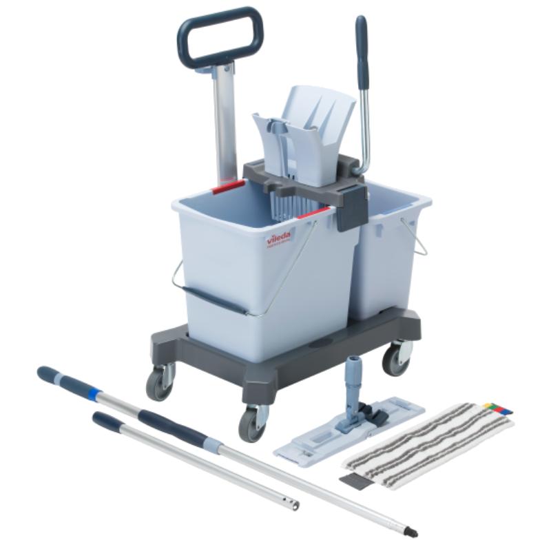Vileda UltraSpeed Pro DobleBucket upratovací set - vozík s 2 vedrami,lis,držiak mopu,mop 40 cm,teleskopická násada