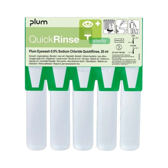 Plum QuickRinse Mini očná sprcha 0,9% NaCl ampule - náhradné balenie 1 blister - 5 ks x 20 ml