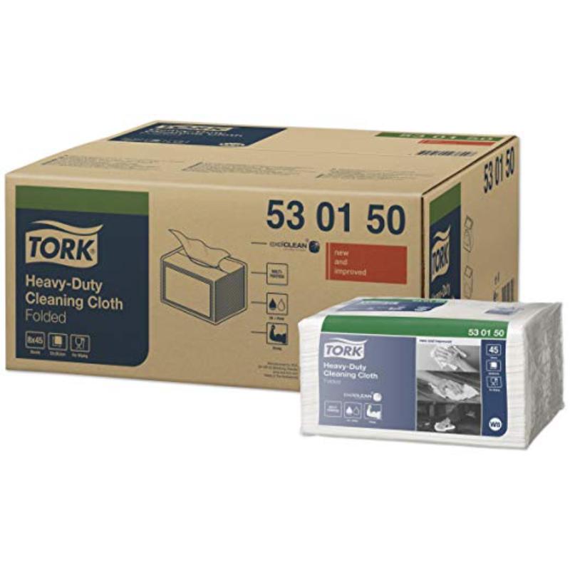 Tork Heavy-Duty priemyselná čistiaca skladaná utierka z netkanej textílie, Premium, biela, 1 vrstva, 1 balík 45kusov