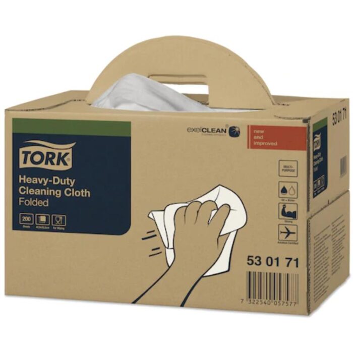 Tork Heavy-Duty priemyselná čistiaca skladaná utierka z netkanej textílie, Premium, biela, 1 vrstva, 1 balík 180 kusov