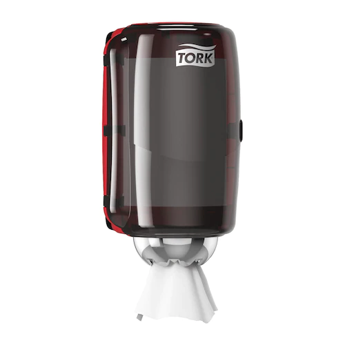 Tork zásobník Mini na papierové utierky v kotúči so stredovým odvíjaním, červený/čierny plast, malý, systém M1