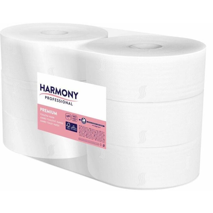 SHP Harmony Professional Jumbo toaletný papier v kotúči, biely, Premium, 2 vrstvy, dĺžka 236m, 6 ks v balení