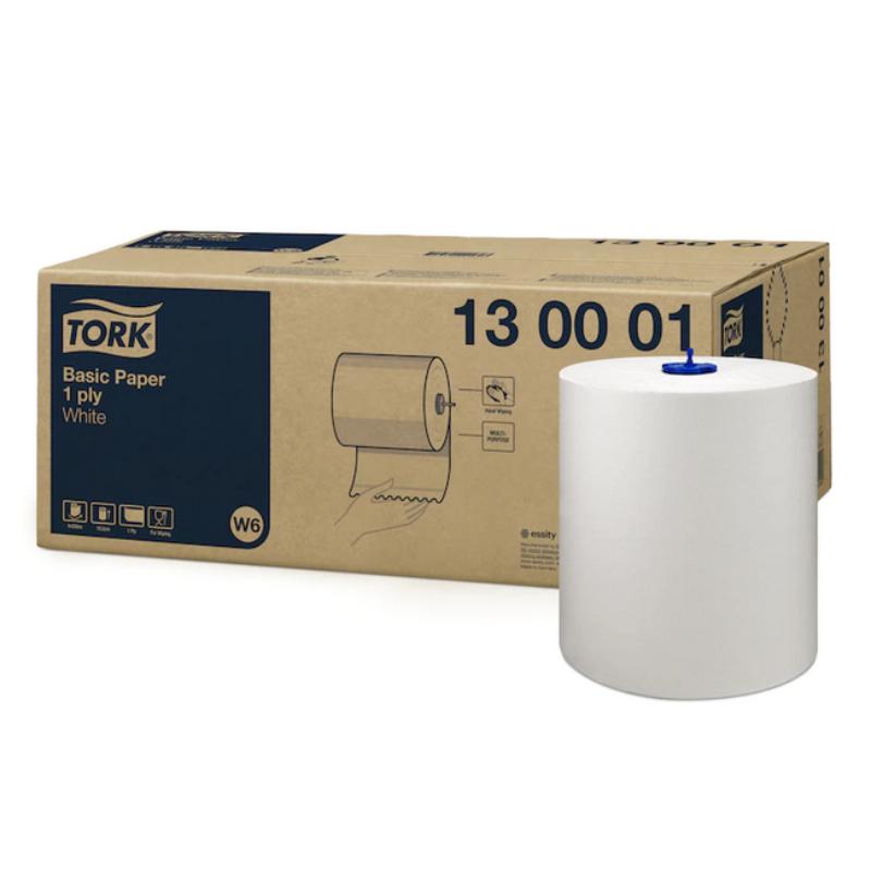 Tork Basic papierová utierka v kotúči, 1 vrstva, biela, dĺžka 250m, 6ks v kartóne
