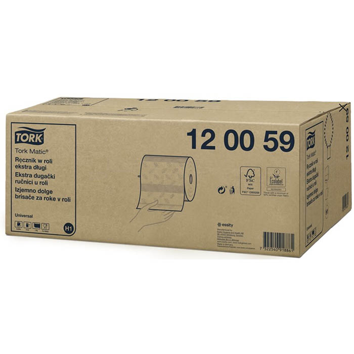 Tork Matic papierové utierky v kotúči, Universal, extra dlhý, biele, 1 vrstva, dĺžka 280m, 6 ks v kartóne