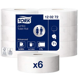 Tork Jumbo toaletný papier v kotúči, Advanced, biely, 2 vrstvy, dĺžka 360m, 6 ks v kartóne