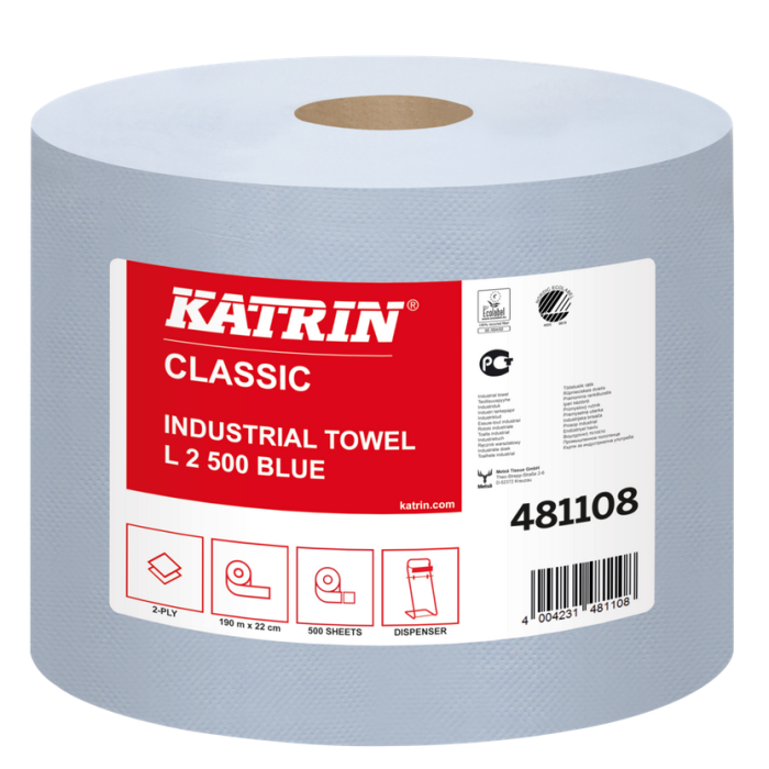 Katrin Classic L2 Blue priemyselná papierová rola, modrá, 2 vrstvy, dĺžka 190 m, 2 ks v kartóne