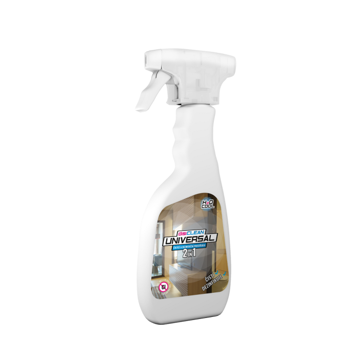disiCLEAN UNIVERSAL 0,5 l s rozprašovačom, univerzálny bezchlórový tekutý dezinfekčný prostriedok s detergentmi, 24 ks v kartóne