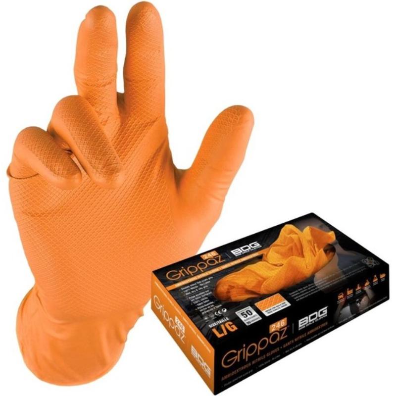 Rukavice nitrilové, GRIPP AZ 246A oranžové, nepudrované 50 ks/bal