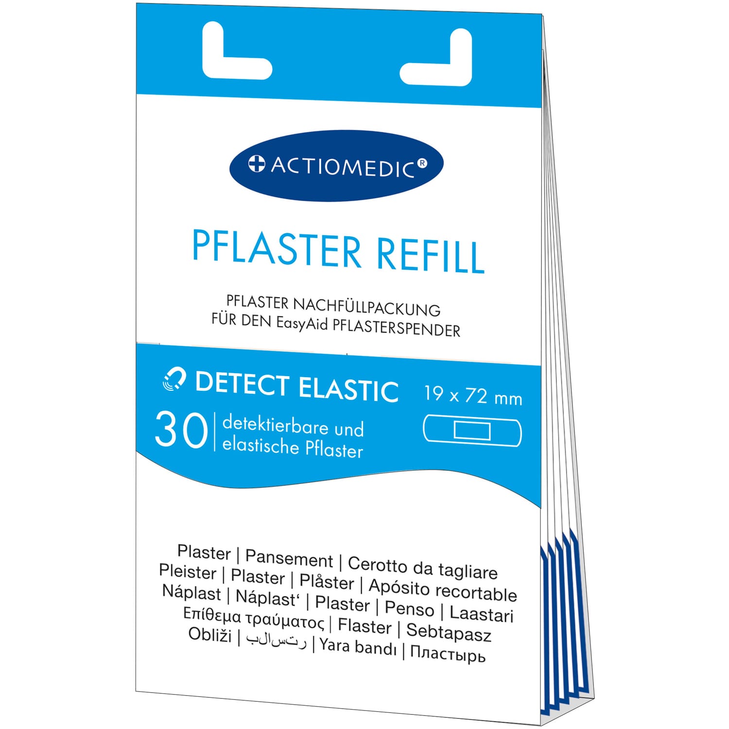 Actiomedic DETECT ELASTIC detekovateľná elastická modrá náplasť na rany - náhradné balenie 30 ks