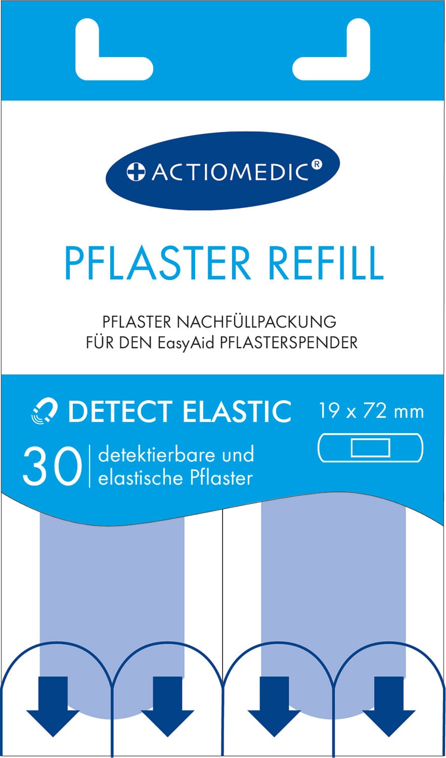 Actiomedic DETECT ELASTIC detekovateľná elastická modrá náplasť na rany - náhradné balenie 30 ks – Obrázok 2