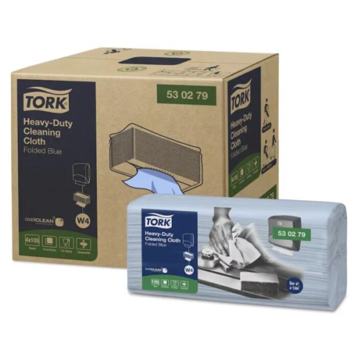 Tork Heavy-Duty priemyselná čistiaca skladaná utierka z netkanej textílie, Premium, modrá, 1 vrstva, 1 balík po 105 kusov