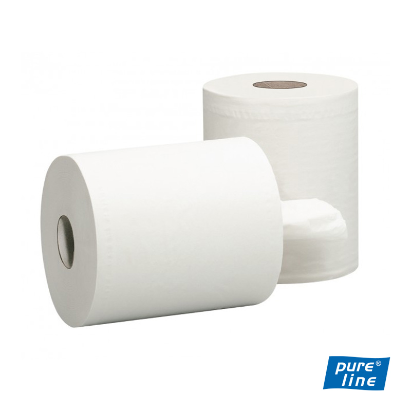 PURELINE Reflex papierové utierky v kotúči, biele, 1 vrstva, dĺžka 300 m, 6 ks v kartóne
