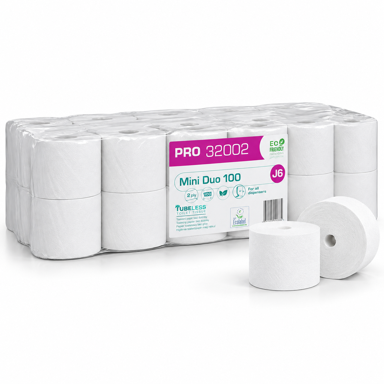 TUBELESS MINI DUO PRO100 Optiserve toaletný papier 100% CELULÓZA 2 vrst. návin 101,5 m priemer 13,1 cm, 36 ks bal., systém T7